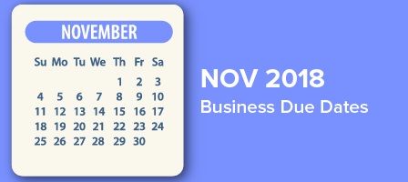 November 2018 Business Due Dates